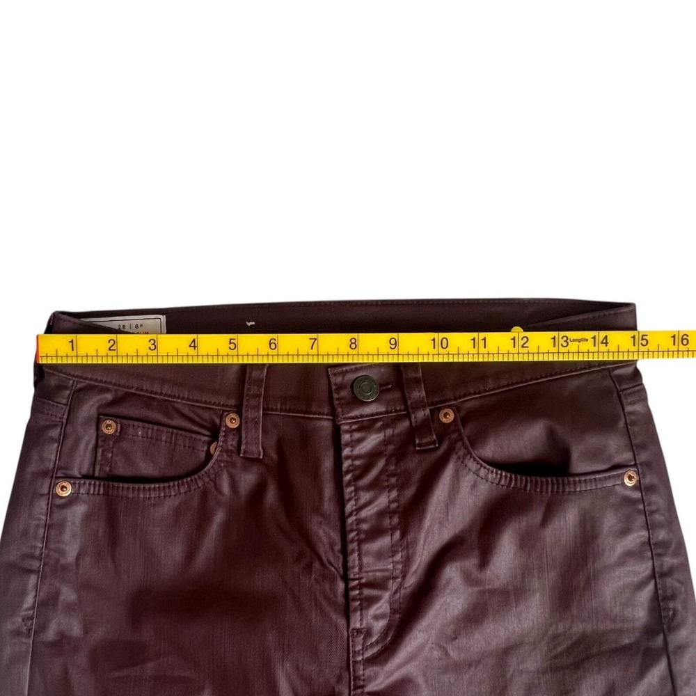 Gap Vintage Slim Mid Rise Coated Burgundy Jeans Pants Womens 28 6R Maroon Wine - Picture 9 of 10